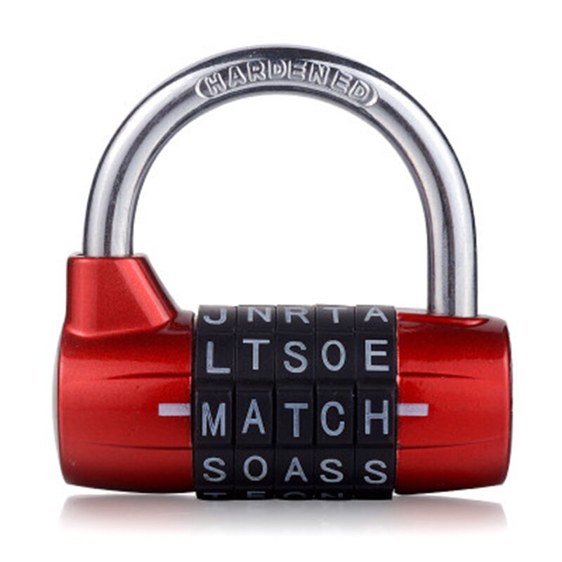 5 Letter Zinc Alloy Combination Padlock Code Password Lock Door Cabinet Drawer Bike Motorcycle Student Locker Locks: red