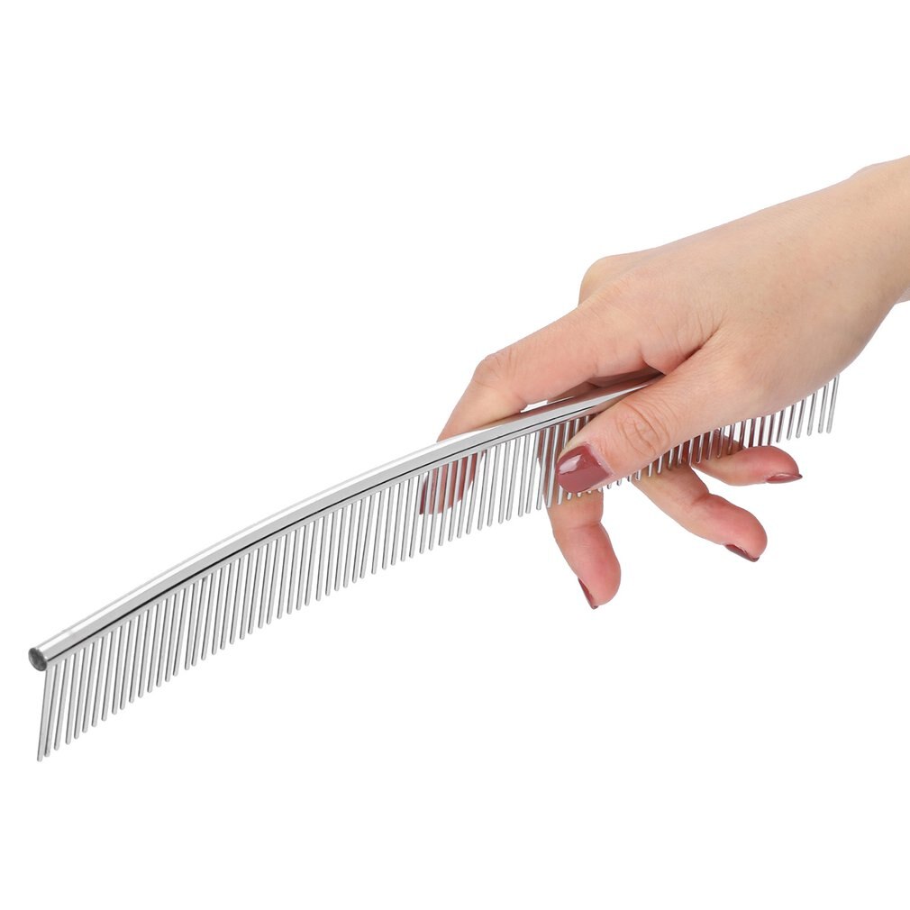 Moon Shaped Pet Grooming Comb Stainless Steel Beauty Removes Fleas Curved Row Dog Opening Durable Comb