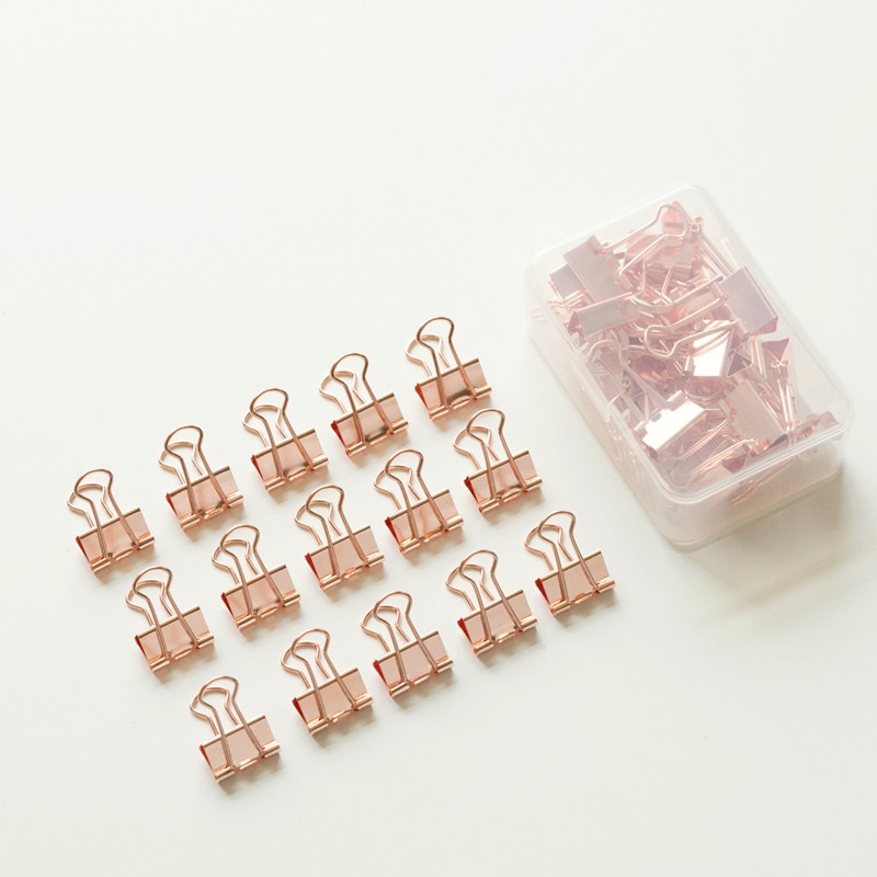 TUTU 18pcs Rose Gold Color 19mm Binder Clip Hollow Out Binder Clips Photos Tickets Notes Letter Paper Clip H0331