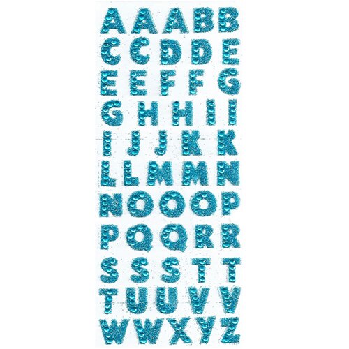 1 Sheet Glitter Alphabet Letter Stickers Self Adhesive ABC A-Z Words Stick On: Blue