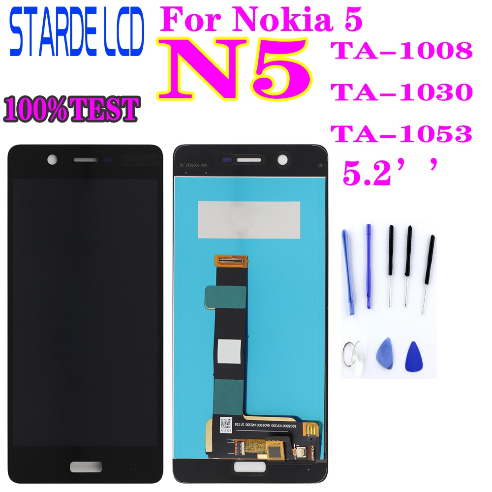 Getest AAA STARDE Vervanging LCD voor Nokia 5 N5 TA-1008 TA-1030 TA-1053 Lcd-scherm touch Screen Montage Digitizer Vergadering