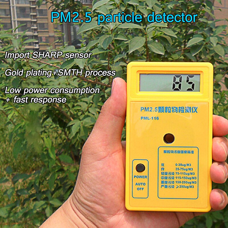 Air Monitor PM2.5 Sensor Particle Gauge Counter 9V Battery LCD pm 2.5 Sharp Analyzer Haze Dust Meter Monitoring Sensor