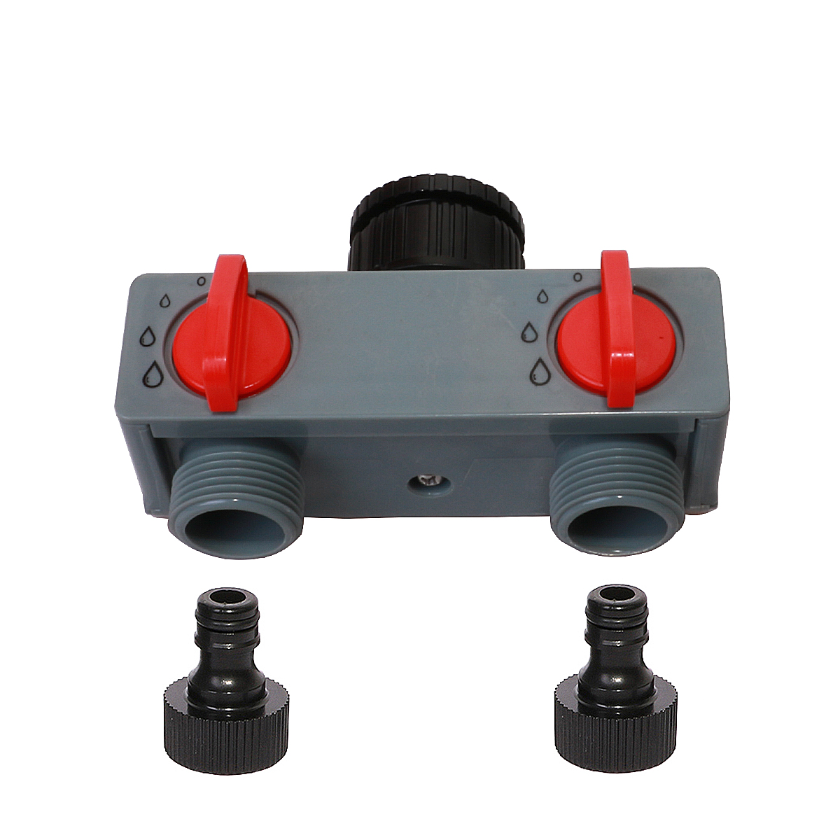 2-Wege/4-Wege-Wasserverteiler-Wasserhahn-Adapter, ABS-Kunststoff-Anschluss, 3/4 und 1 Zoll Schlauchverteiler für Schlauch, Rohr, Wasserhahn