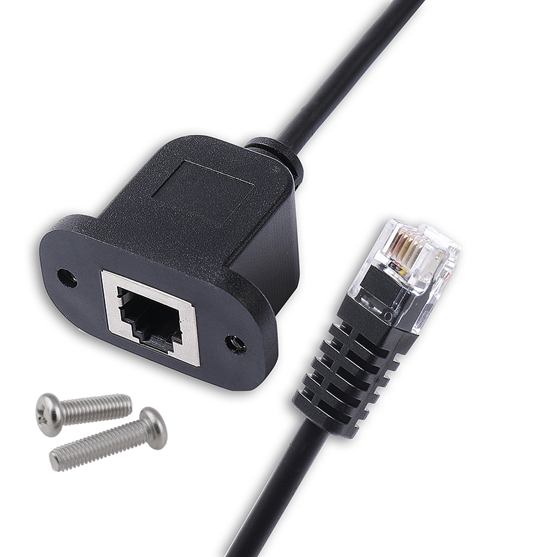 RJ11 RJ12 6P6C Montaje en panel hembra a cable de extensión macho 6P6C