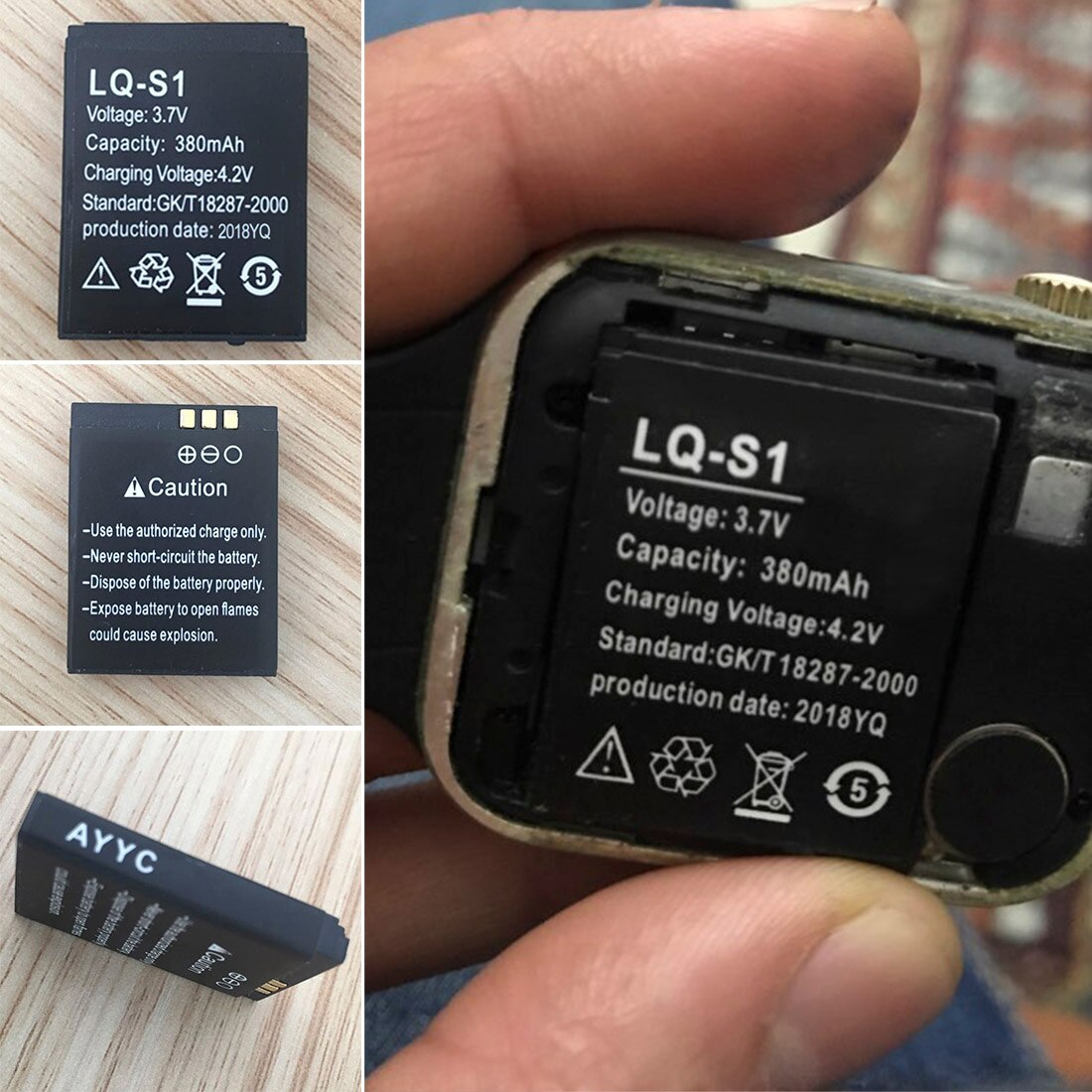 1 Uds inteligente pilas para reloj LQ-S1 3,7 V 380mAh batería recargable de polímero de litio para reloj inteligente DZ09 QW09 W8 A1 V8 X6