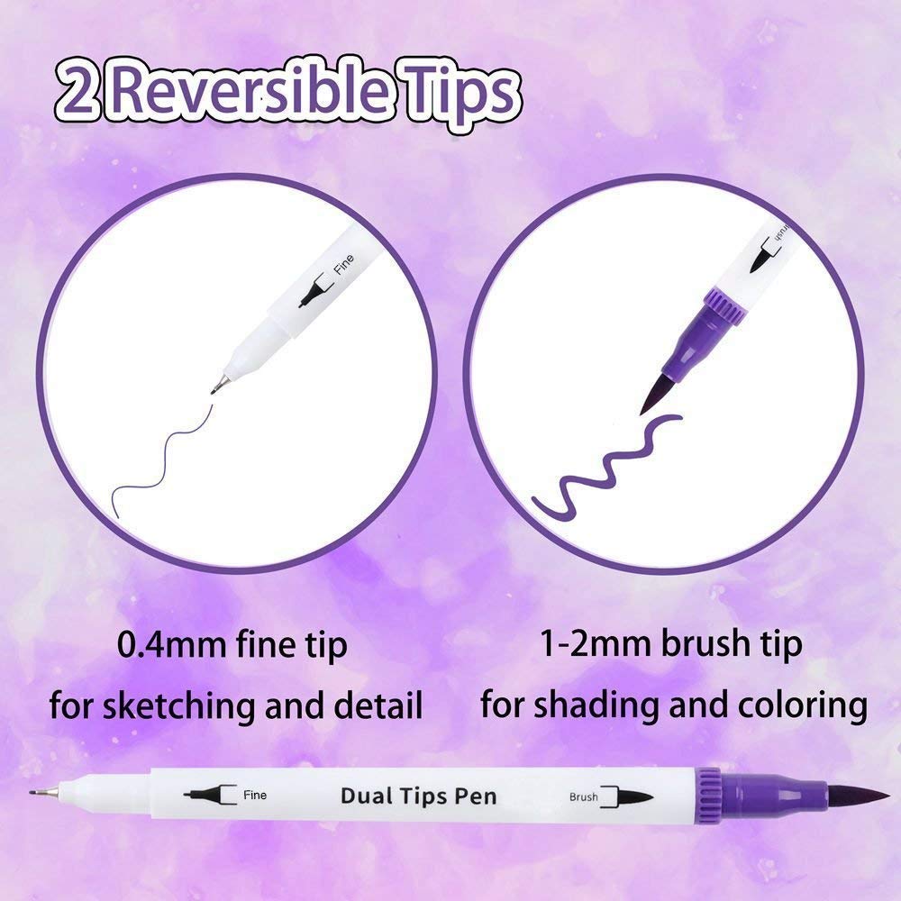 12/120 farver pensler med dobbelt tip 0.4mm fineliner spids og 2mm pensel tip til farvning af tegning malerpennepenselmarkører