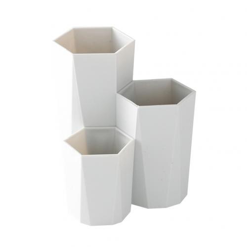 Caja de almacenamiento de cosméticos de escritorio de plástico pinceles para lápiz labial soporte organizador cajas de esmalte de uñas joyería estante de exhibición Kits de herramientas de maquillaje: Grey