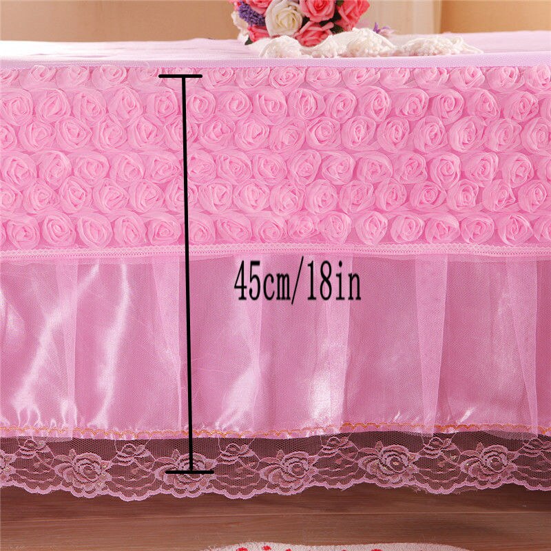 Couvre-lit matelassé en dentelle rose, jupe de lit, solide, taie d'oreiller, différentes tailles disponibles # sw