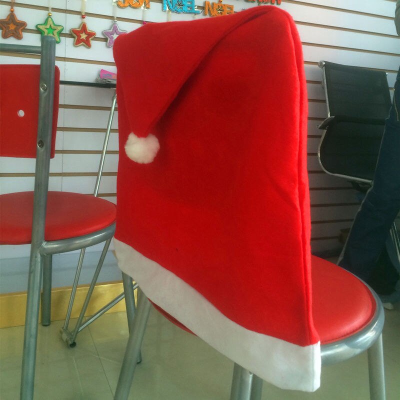 1 PC Red Hat Chair Back Cover Santa Claus Dinner Table Chair Hats Covers Christmas Decoration Home Party Christmas Decor