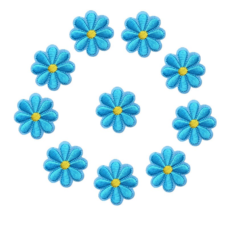 10 stk broderede blomsterpletter sy jern på badges daisy 9 farver 4cm til taske jeans hat t-shirt diy applikationer håndværk dekoration