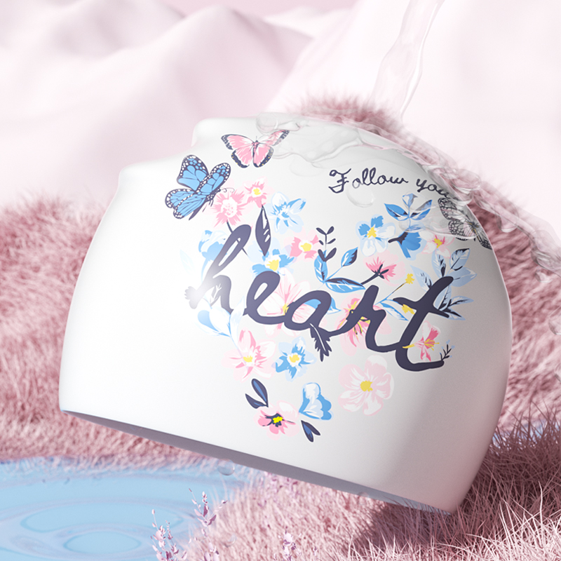 Stylish Silicone Swimming Cap Waterproof No Leaking Printed Swim Cap Shower Pool Keep Hair Dry