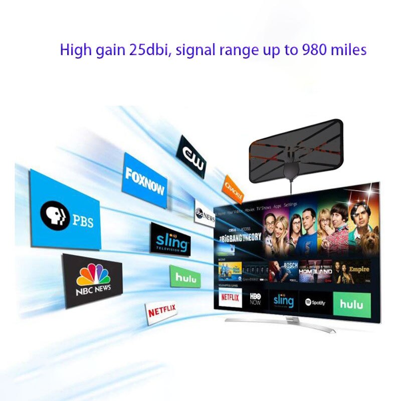Digital TV Antenna indoor ground wave digital high-definition antena 4K 1080P antenna signal booster HDTV Amplified