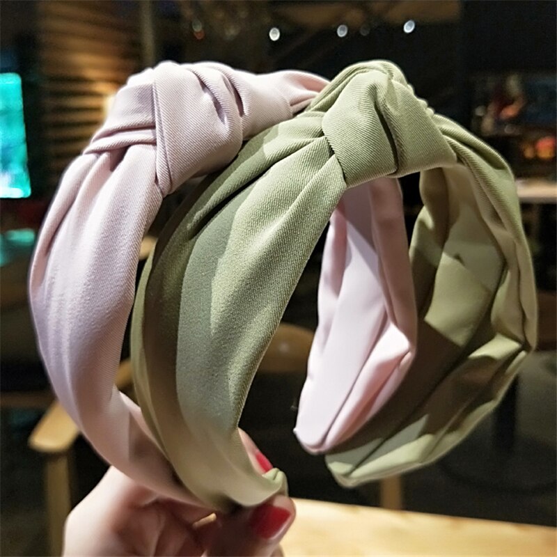 Solid Color Cloth Headband Cross Hair Band for Women Wide Plastic Hair Hoop Lady Turban Bezel Hair Bands Girls Hair Accessories