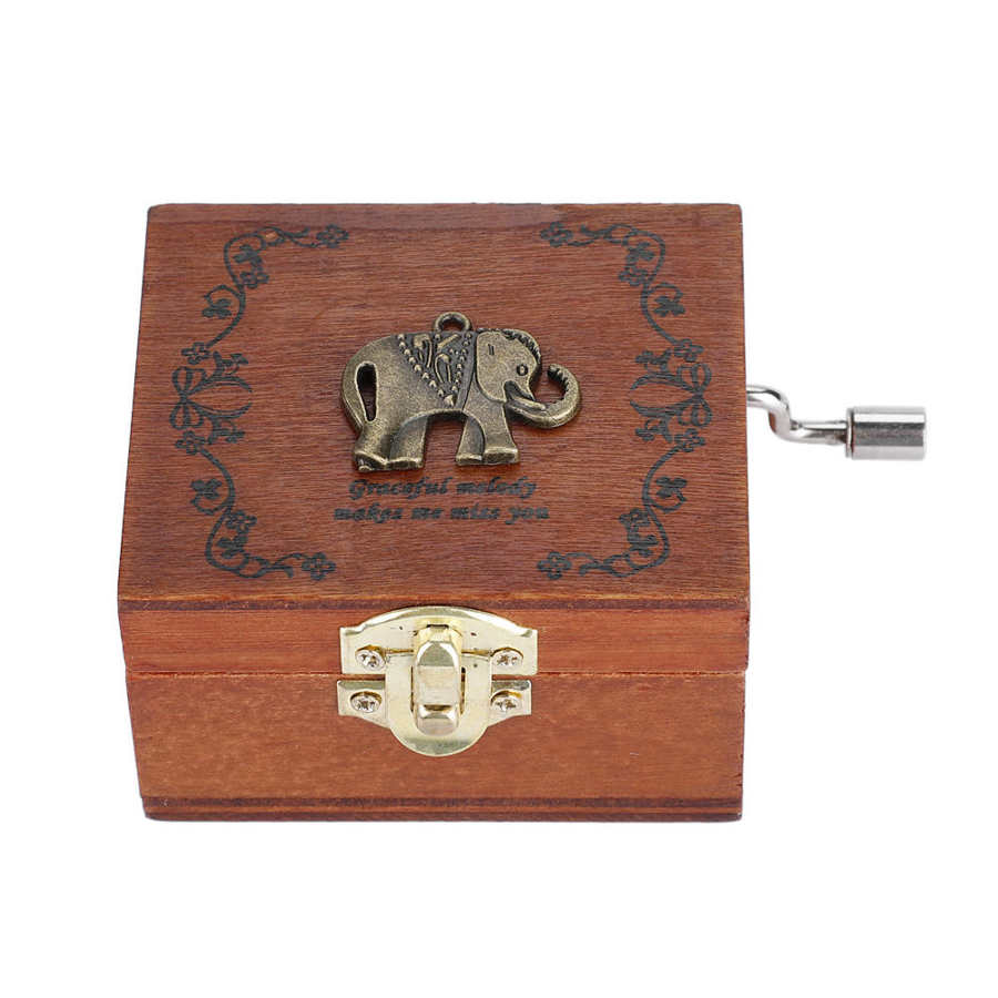 Wooden Music Box Elephant Tower Ballet Owl Engraved Crafts Toys Carving Hand Crafted Music Box For Friend Birthday