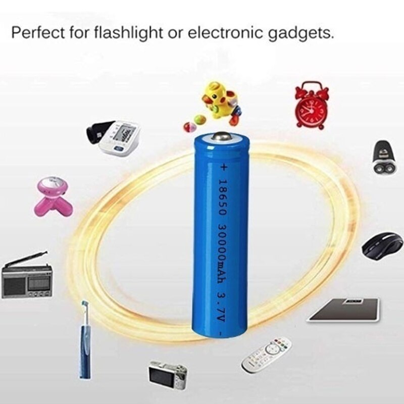 30000mAh 18650 Li-ion Battery 3.7V Li-ion Rechargeable Battery for LED Flashlight/electronic Gadget Cabinet Light