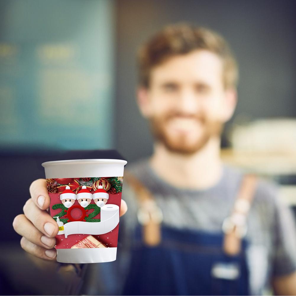 10pcs Christmas Disposable Paper Cups 9oz Christmas Family Coffee Cup Leak-proof Coffee Cups
