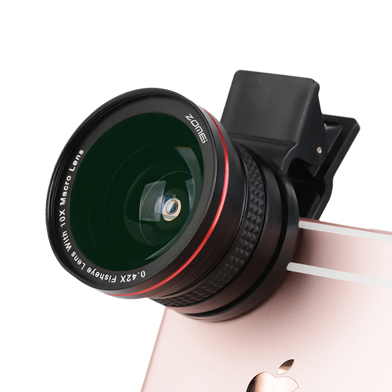 ZOMEI 2 en 1 objectif téléphone HD 0.42X objectif Fisheye avec objectif Macro pour iPhone 6/6 s plus/5 s/4 s Samsung Galaxy HTC et LG