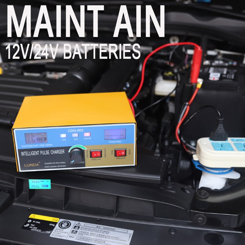 12V/24V 20A/15A 400W 6AH-400AH Smart Pulse Repair Battery Charger and Maintainer Lithium/Lead-Acid Battery for Car Motorcycle