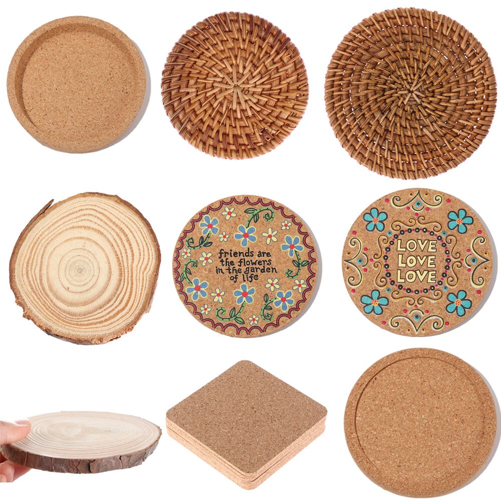 Natural Rattan Coasters Round Kitchen Table Mats Bowl Mats Cup Mats Padding Mat Insulation Pad Handmade Placemats DIY Crafts