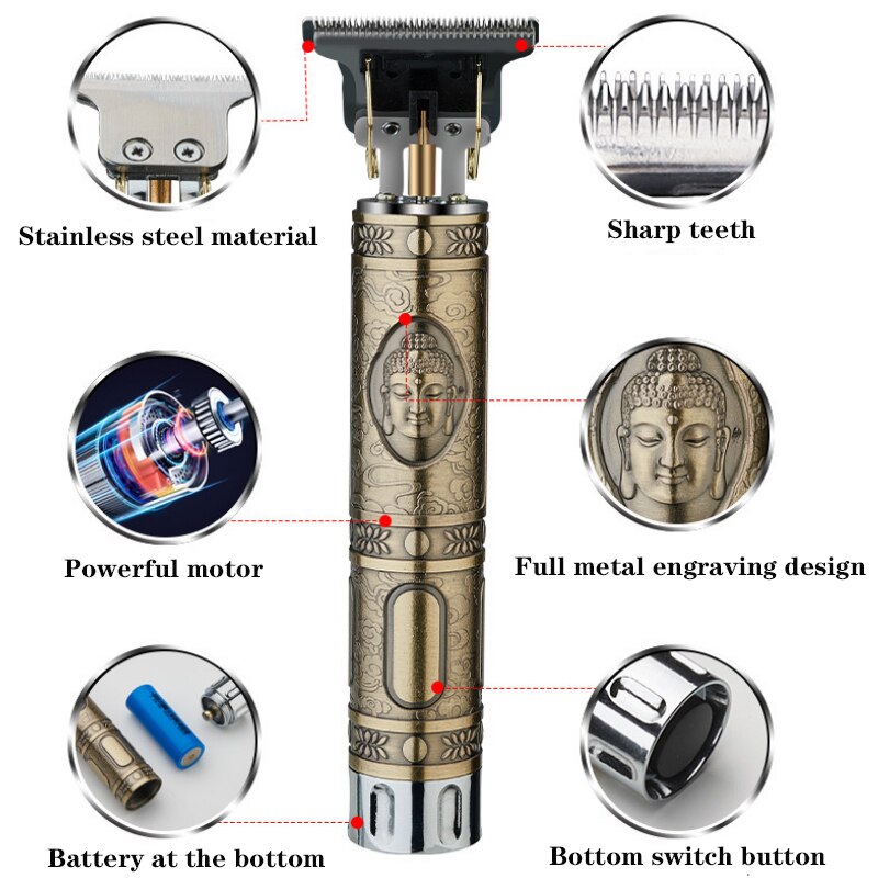 Heren tondeuse snoerloos trimmer met nul opening tondeuse haartrimmer kapsel haarmachine kapperszaak kapper