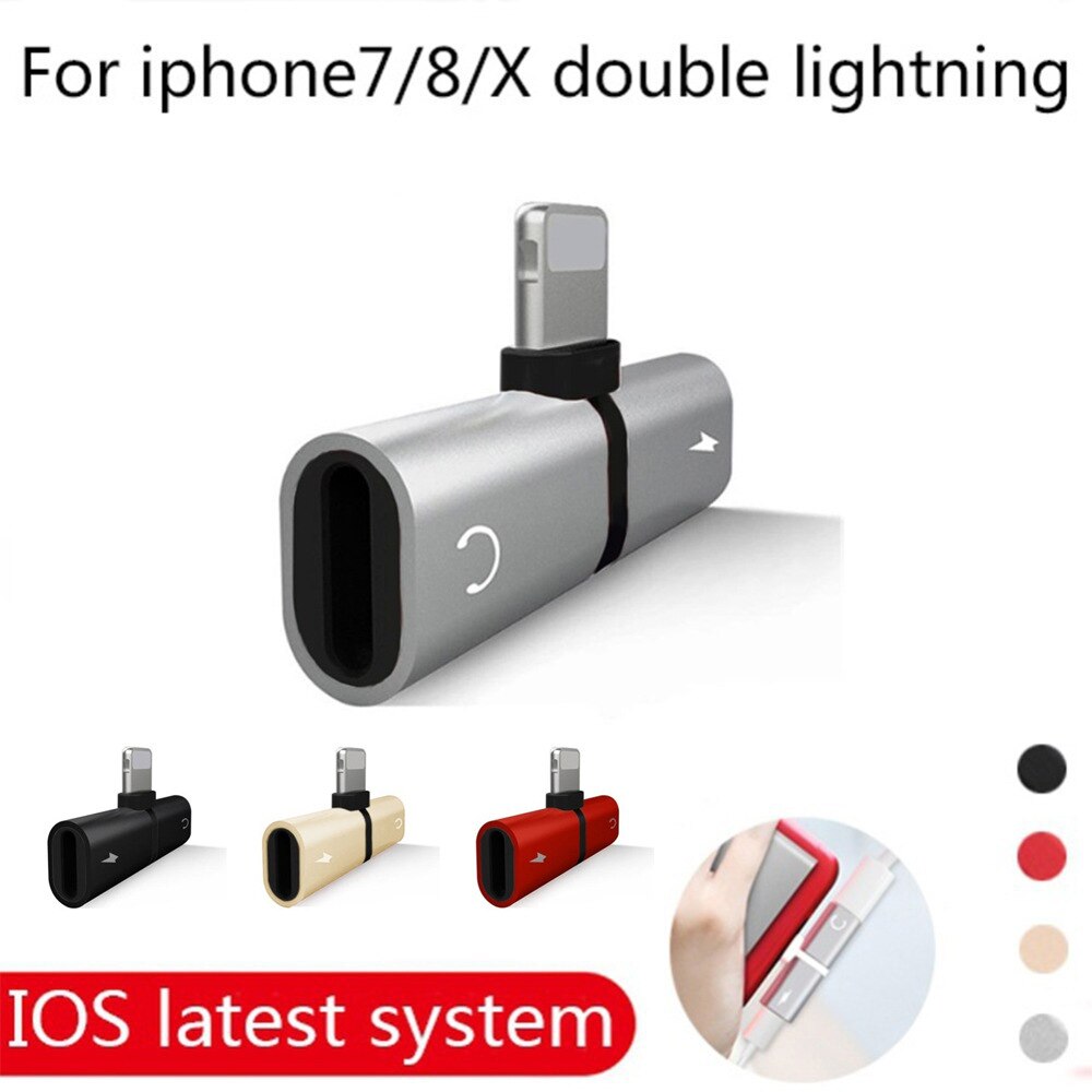 2 in 1 apple adapter for iPhone 7/7 Plus/8/8 Plus MAX Dual Jack Aux Audio&Charging&Calling&Sync Cable Connector Earphone Charger