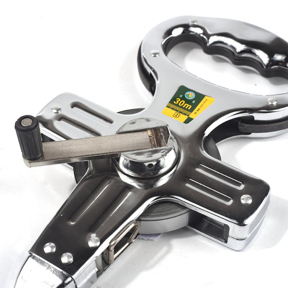 Cinta métrica de precisión de 30/50/100M, herramienta de medición de acero inoxidable/ABS, reglas retráctiles de mano, cinta de banda para costura artesanal: Stainless Steel / 50M