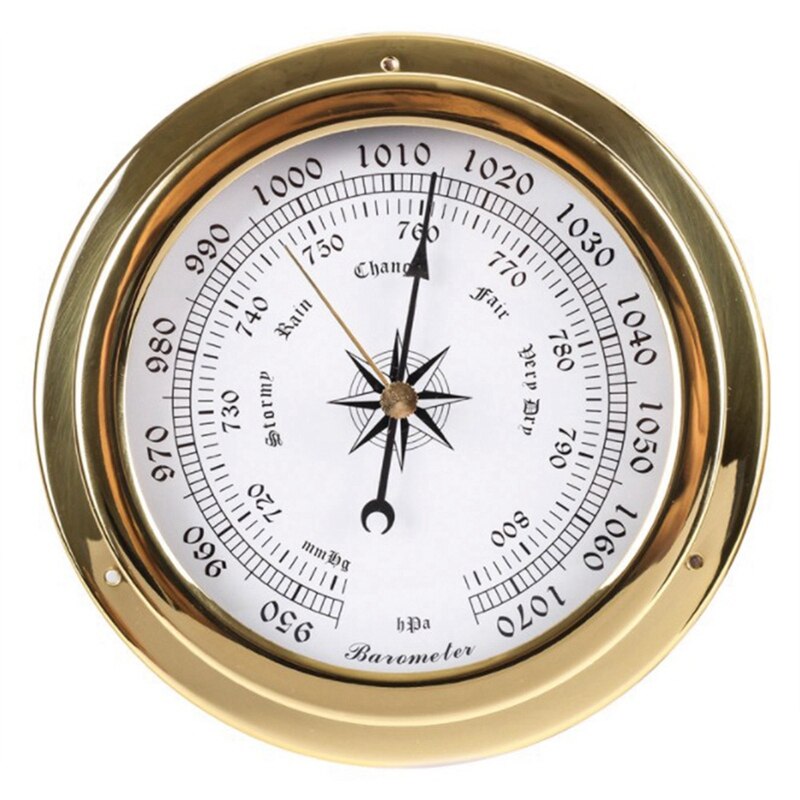 GTBL 145Mm Brass Case Shell Weather Station Barometer Wall Hanging Boat Using Barometer, Wall Mounted Barometer: Default Title