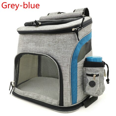 Bolsa de malla para perros, mochila transpirable para perros, bolsa de transporte para gatos de gran capacidad, bolsa de transporte para mascotas Oxford, bolsa de transportador de tela: Grey-blue