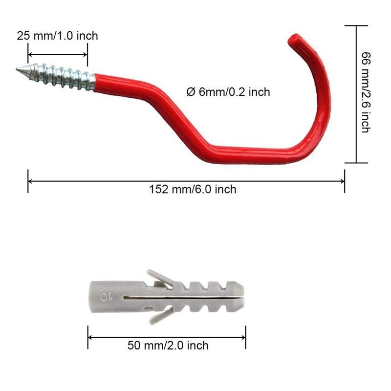 Bike Hooks,Heavy Duty Bicycle Storage Hooks Set,Screw-in Utility Storage Hangers Shed Garage Garden Hook Plastic Coated for Wall