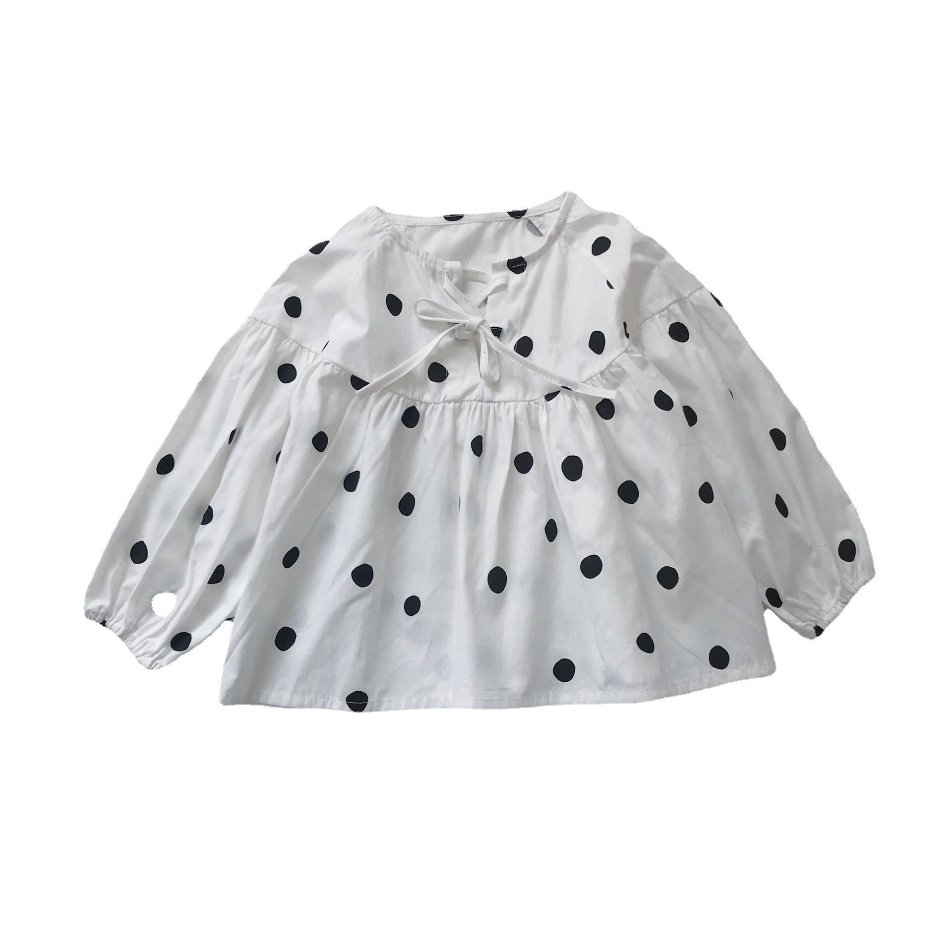 Meisjes Herfst Koreaanse Kinderen Pop Shirt Lange Mouw Golf Punt Bubble Mouw O-hals Casual Top Kids Fall kleding