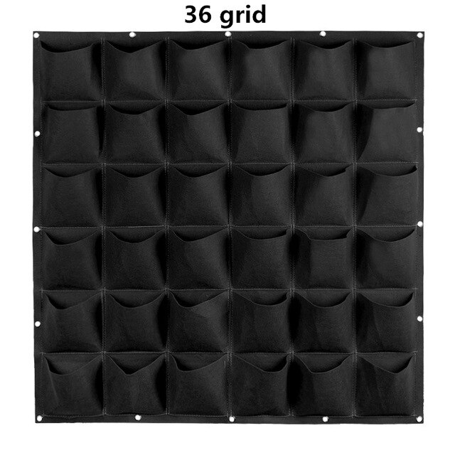 Wall Hanging Planting Bags 18/36/49/72 Pockets Green Grow Bag Planter Vertical Garden Vegetable Living Garden Bag Flowers Supply: 36 grid black