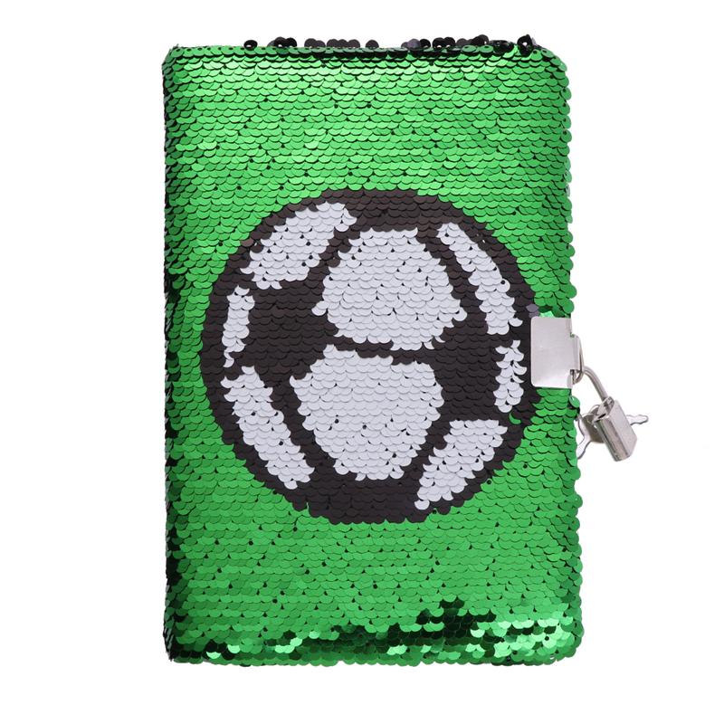 Pige fodbold kærlighed hjerte mønster paillet notesbog skrivning journal planlægger personlig dagbog med lås og nøgle dagboek met slot: Fodbold mønster