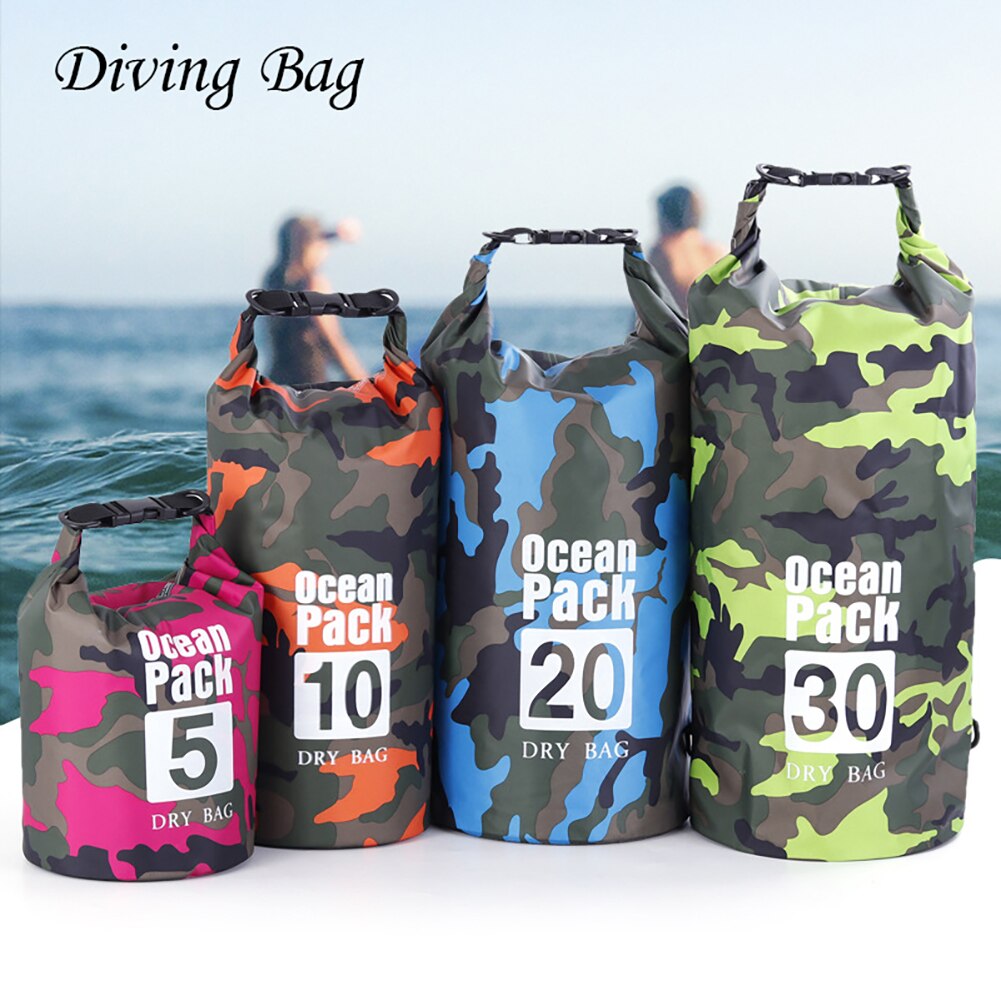 Bolsa impermeable de camuflaje para buceo, bolsa seca de almacenamiento para natación, playa, Rafting, Kayak, para exteriores, 2/5/10/20/30L