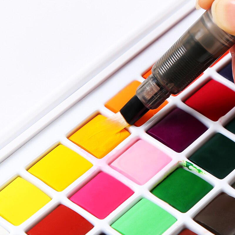 Solid Watercolor Paint Set Box With Paint Brush Pen Portable Water Color Pigment For School Students Beginner Art Supplies