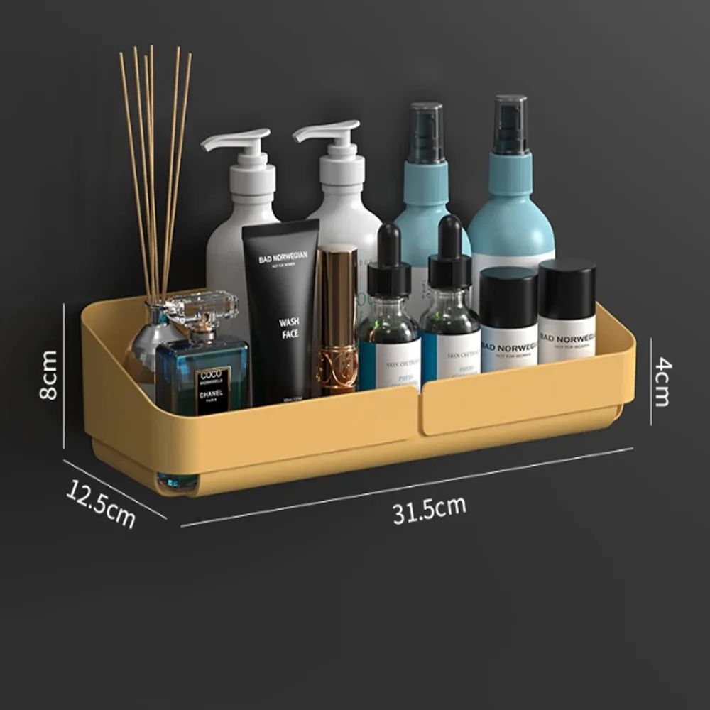 Badeværelse køkken bekvemmelighedsstativ hylde makeup opbevaringsorganisator kosmetik shampoo rack bruser hylde væg krydderirække uden boring: Burgunder