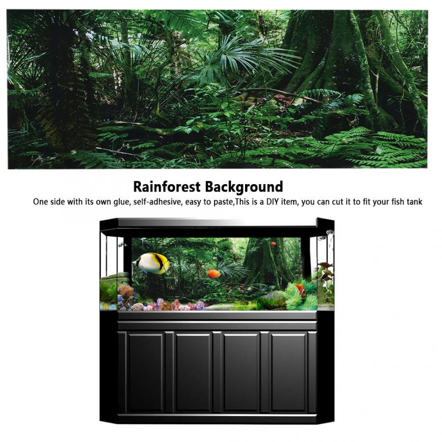 1Pcs PVC Reptile Box Rainforest Background Poster Fish Tank Wall Picture Painting Decoration Self Adhesive Sticker