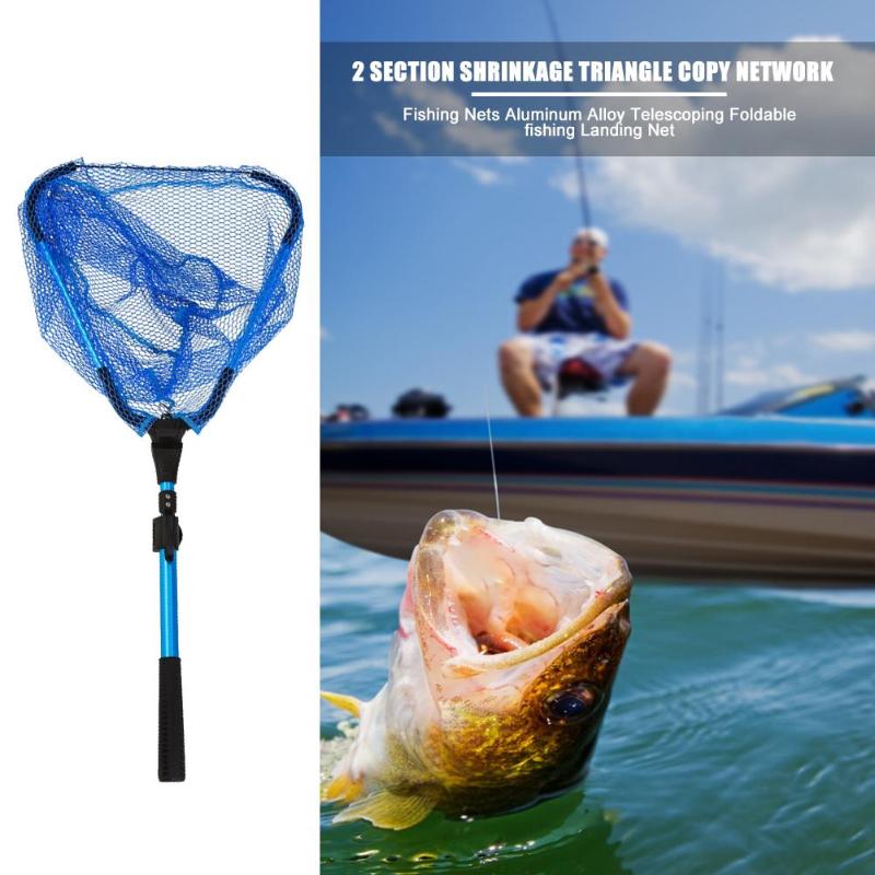 Krimpbaar 2 -knoops vishengel driehoekig net draagbaar opvouwbaar vislandingsnet