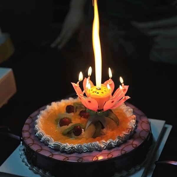 Joy Singing Music Birthday Candle Monolayer Lotus Candle Flowering Music Candle SCVD889
