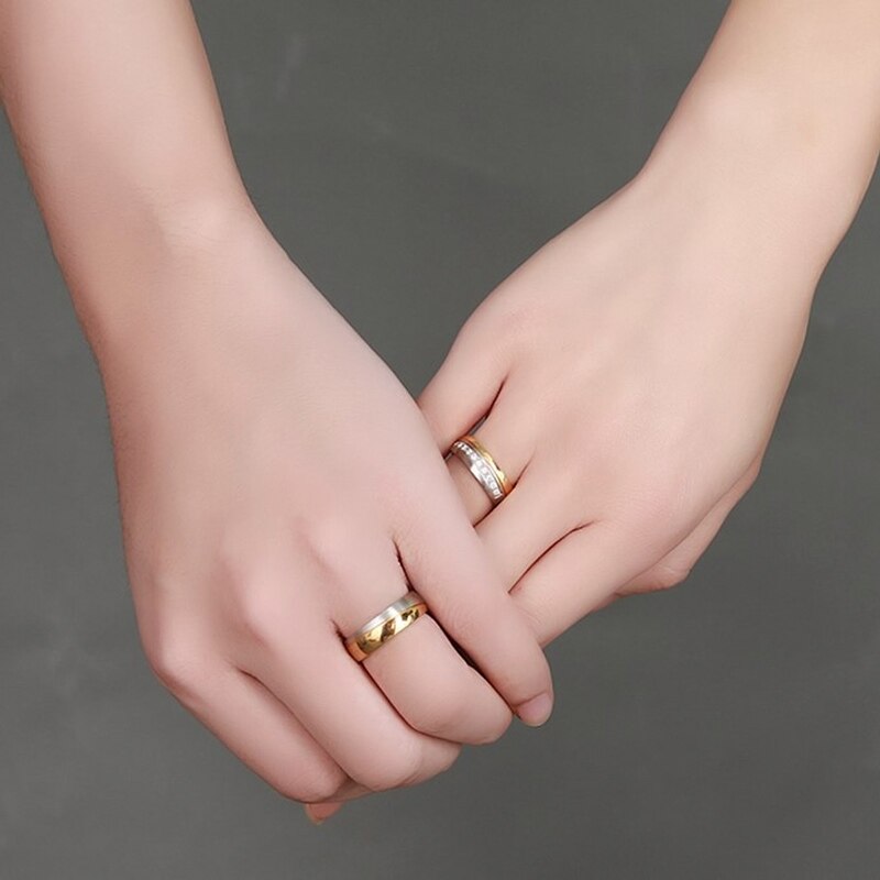 Vielsesring til kvinder og mænd guldfarve kærlighed engagement smykker par rustfrit stål ring valentinsdag