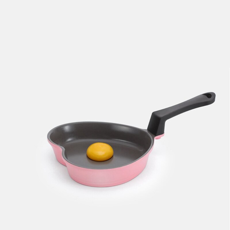 Mini Love Frying Pan Baby Food Supplement Cooking Pot Ceramic Non-Stick Pink Heart-Shaped Small Wok