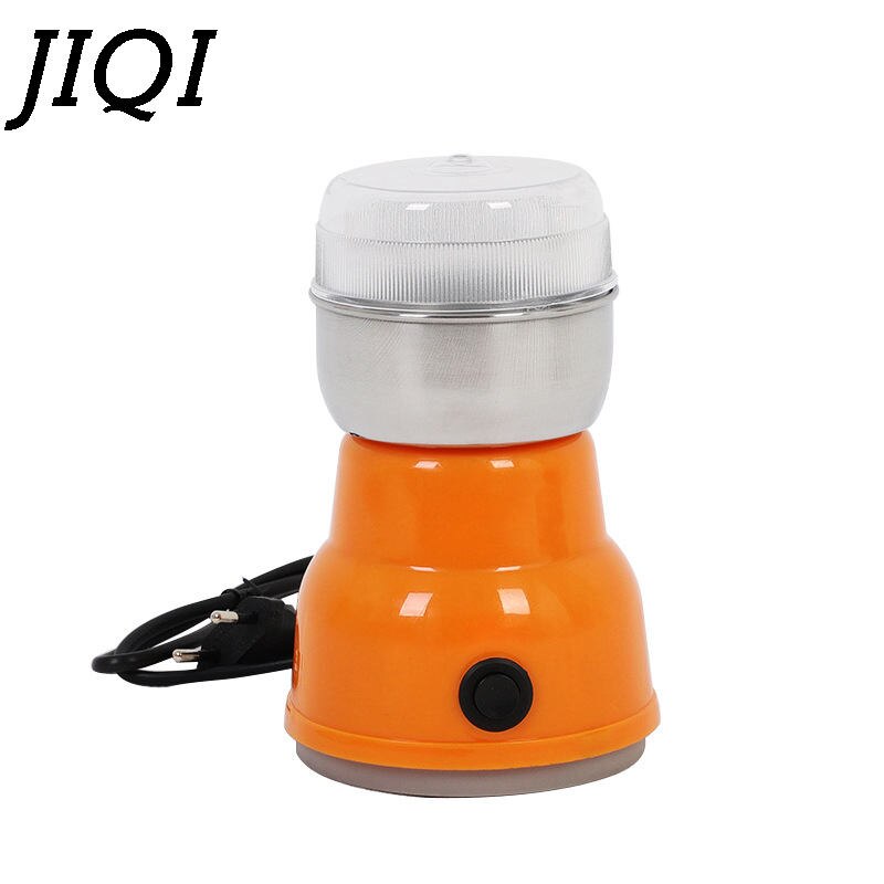 JIQI-Mini Molinillo Eléctrico de granos de café, 220V, hierbas para el hogar, rectificadora de tuercas de cobre, 150W, hoja de molino de acero inoxidable, enchufe de la UE