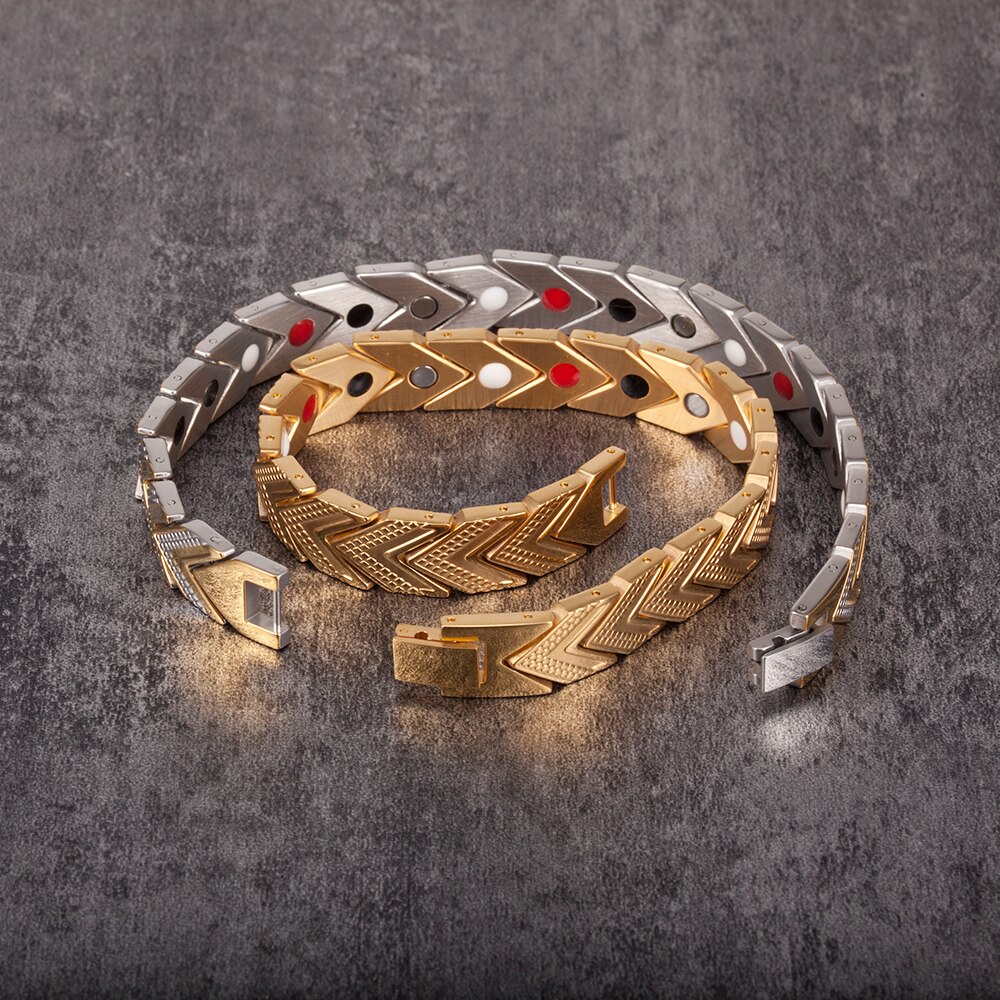 Vinterly Magnetische Armbanden Voor Vrouwen Mannen Goud-Kleur Roestvrij Staal Gezondheid Energie Germanium Chain Link Armbanden En Armbanden Heren