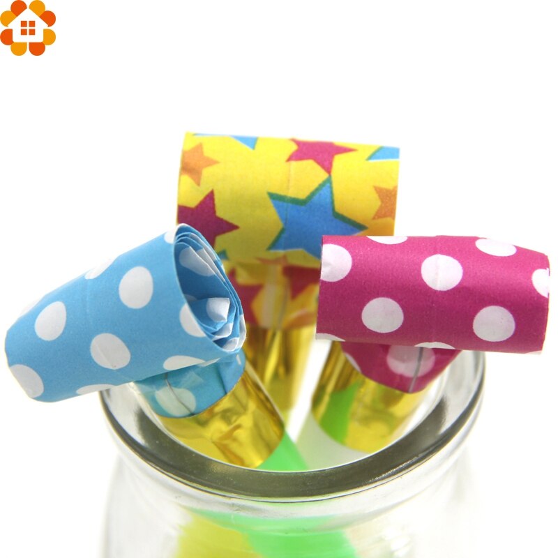 Noicemaker20 Pcs Kleurrijke Klapband Fluitjes Stippen Fluitje Blazen Draak Kids Verjaardagsfeestje Gunsten Decoratie Benodigdheden