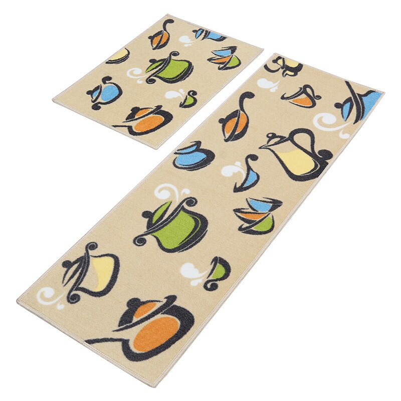 2 sztuk/zestaw naturalny lateks antypoślizgowy spód mata kuchenna pochłaniająca wodę poliestrowa podłoga w kuchni mata pochłaniająca olej dywanik kuchenny: D