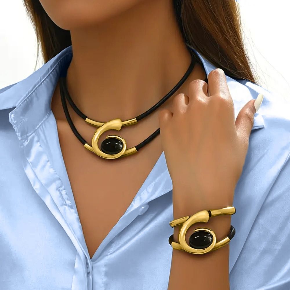Conjunto de 2 uds. De joyería bohemia de en capas Vintage, accesorios de joyería geométrica, colgante, collar, pulsera, conjunto para mujer