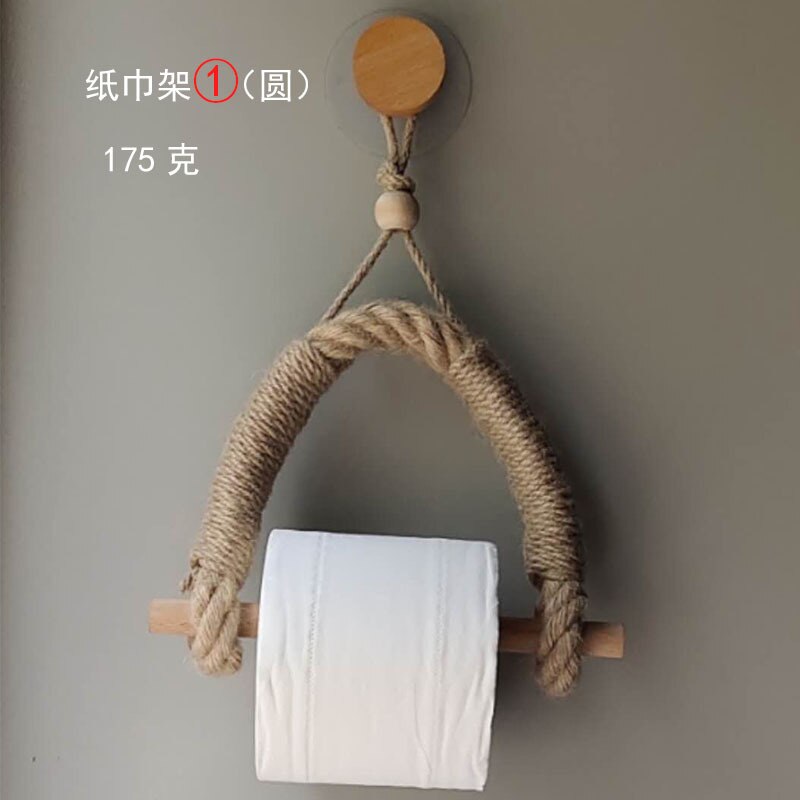 Toallero de papel sin clavos, gancho para toallas de baño, soporte para papel higiénico, Color Beige de cáñamo: Section A