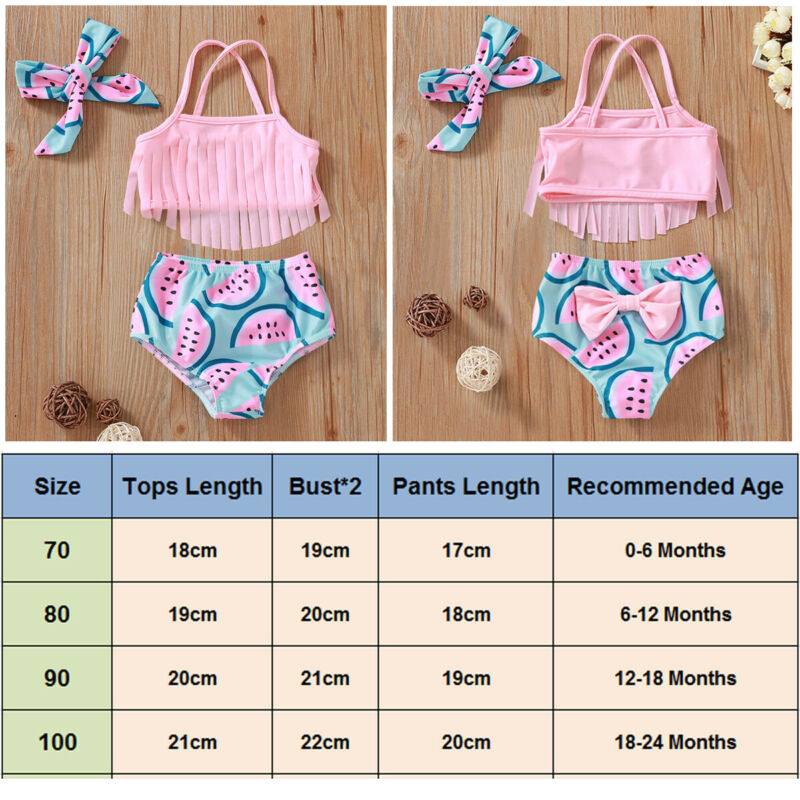 Babymeisje watermeloen strik badpak bikini set 2 stuks badpak zomer strandkleding 0-24m