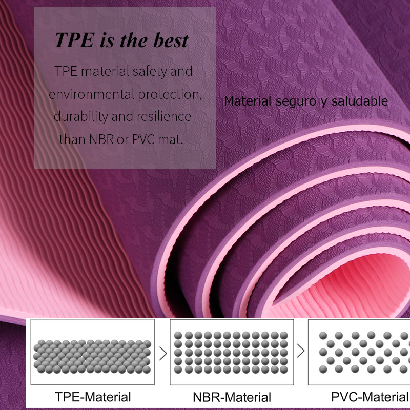 6mm Yoga Mat - 183x61cm - TPE - Non-slip, High Resilience - For Fitness, Pilates, Beginners
