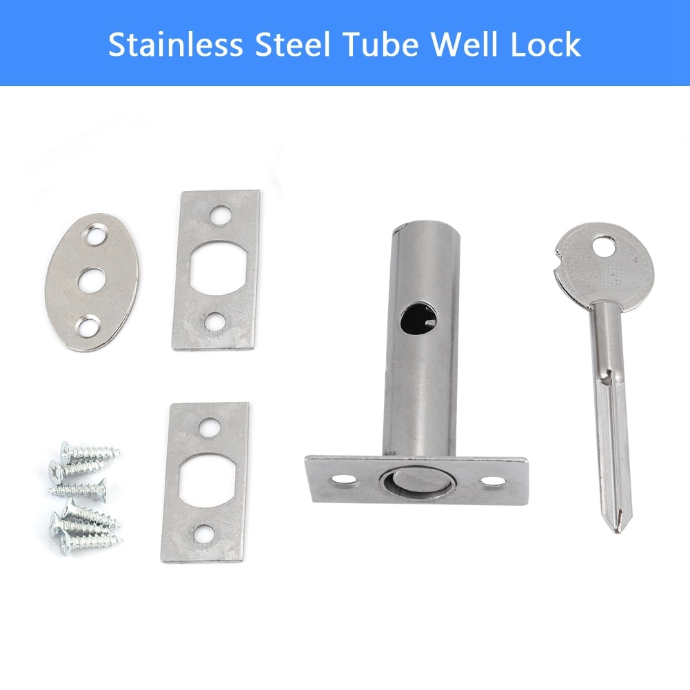 Stainless Steel Pipe Tube Lock Invisible Pipe Well Lock Locker For Fireproof Door Escape Aisle Locks Concealed Door Hardware