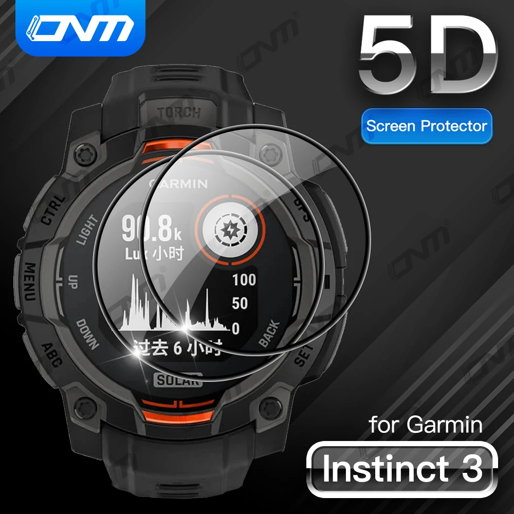 Protetor de tela para garmin instinto 3 amoled & solar 50mm 45mm hd anti-risco cobertura completa película protetora acessórios